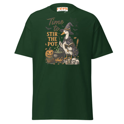 Time to Stir the Pot T-Shirt | Funny Witch Duck Tee - Forest Green - T-Shirts Online