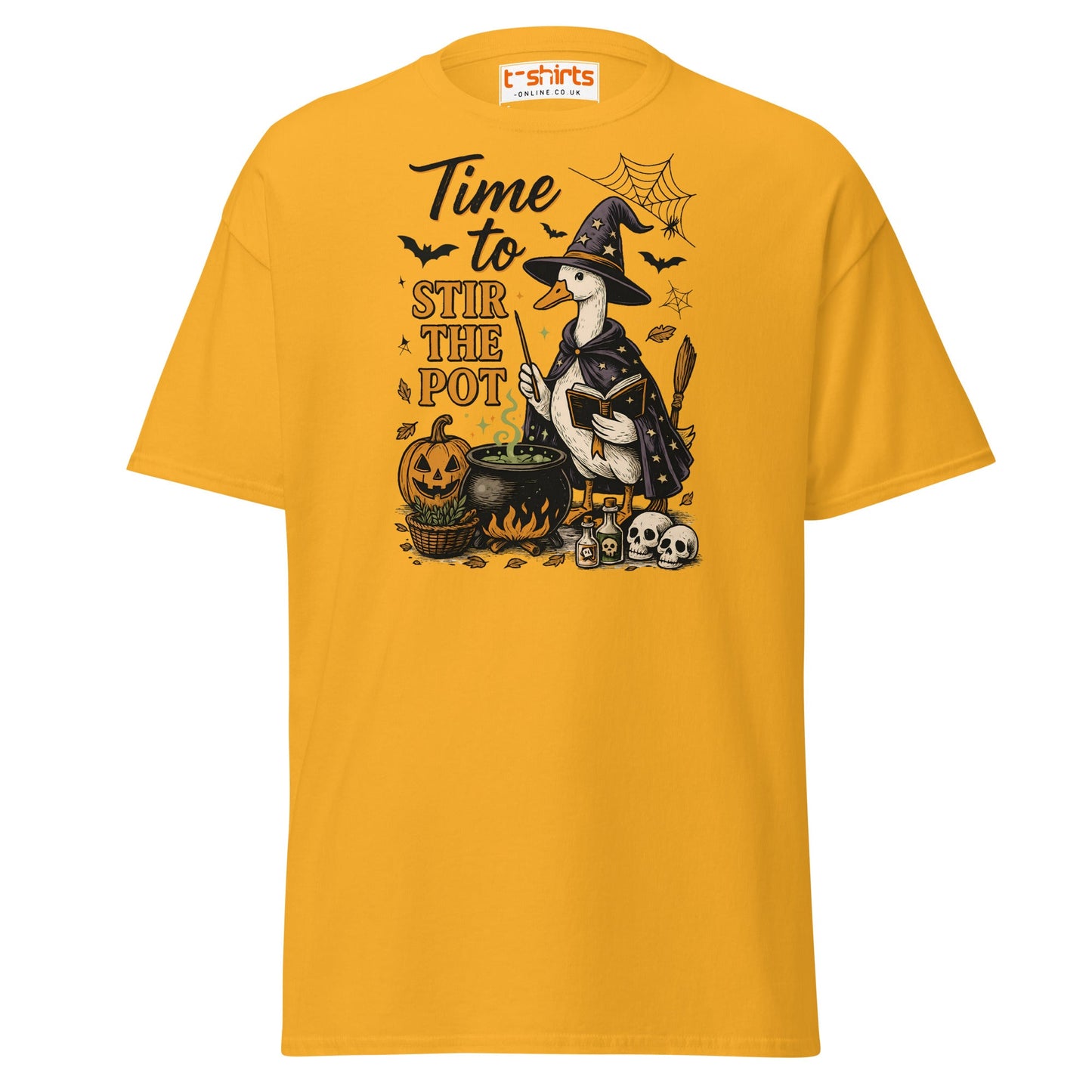 Time to Stir the Pot T-Shirt | Funny Witch Duck Tee - Gold - T-Shirts Online