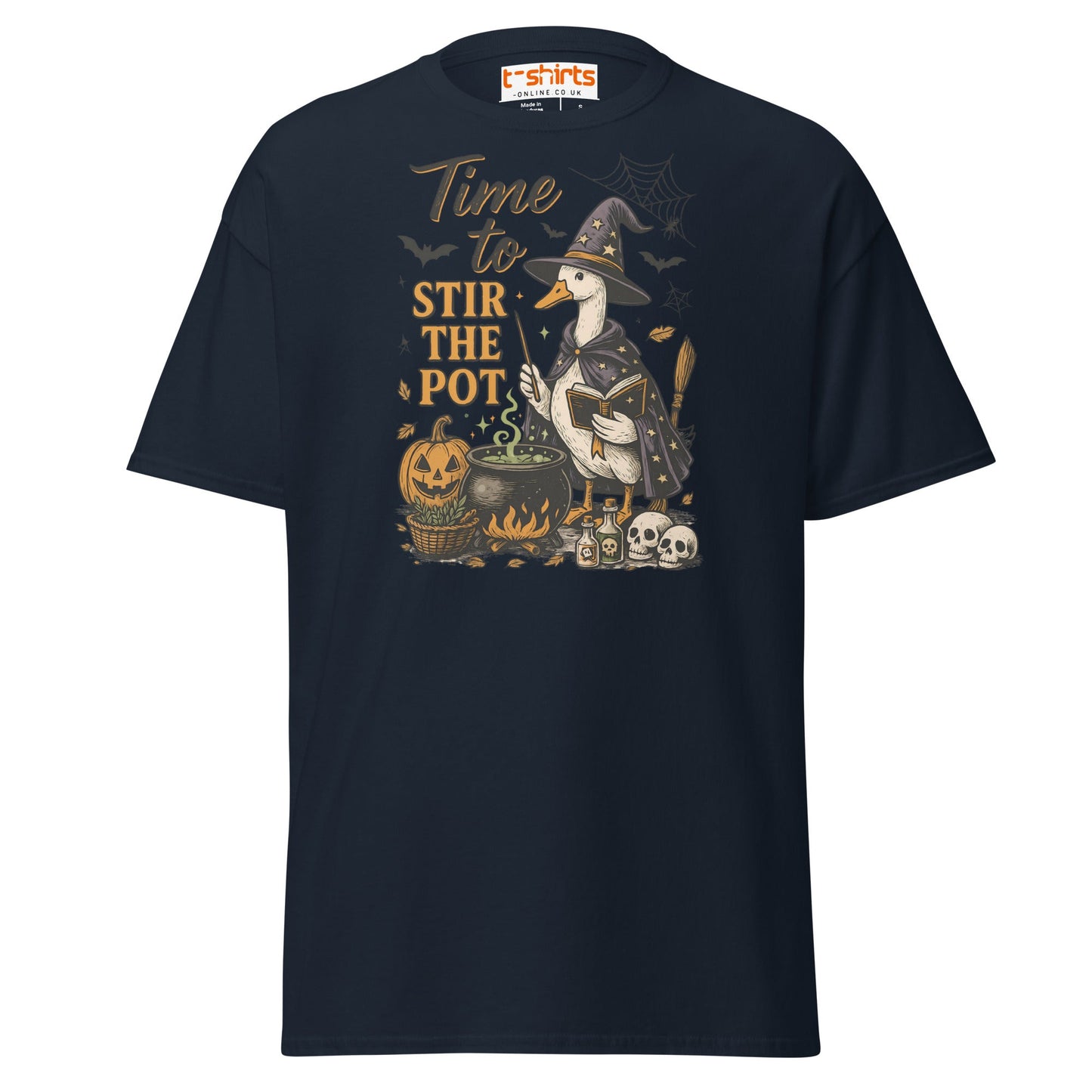 Time to Stir the Pot T-Shirt | Funny Witch Duck Tee - Navy - T-Shirts Online