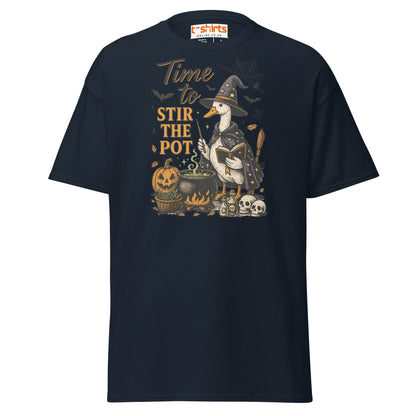 Time to Stir the Pot T-Shirt | Funny Witch Duck Tee - Navy - T-Shirts Online