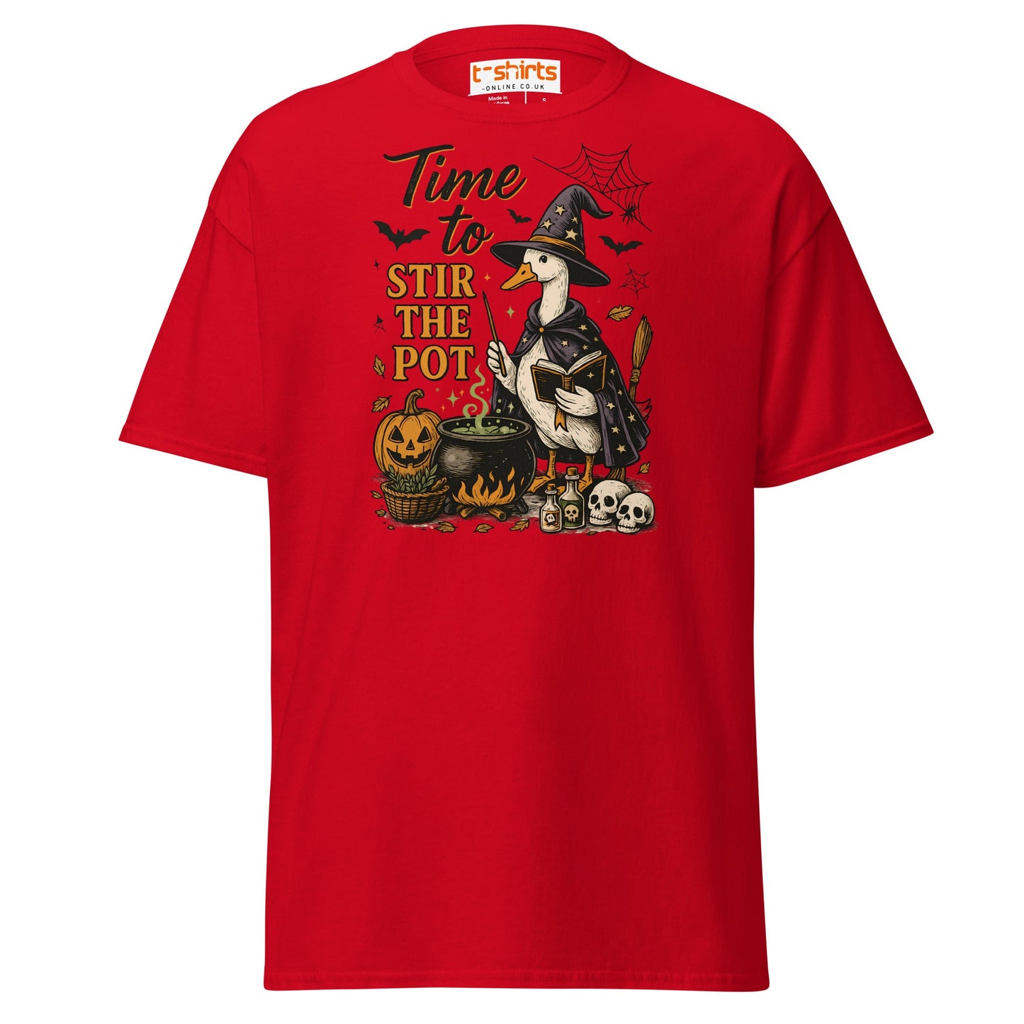 Time to Stir the Pot T-Shirt | Funny Witch Duck Tee - Red - T-Shirts Online