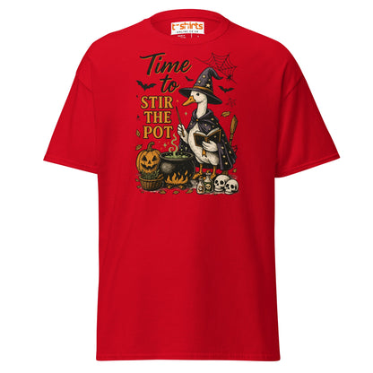 Time to Stir the Pot T-Shirt | Funny Witch Duck Tee - Red - T-Shirts Online
