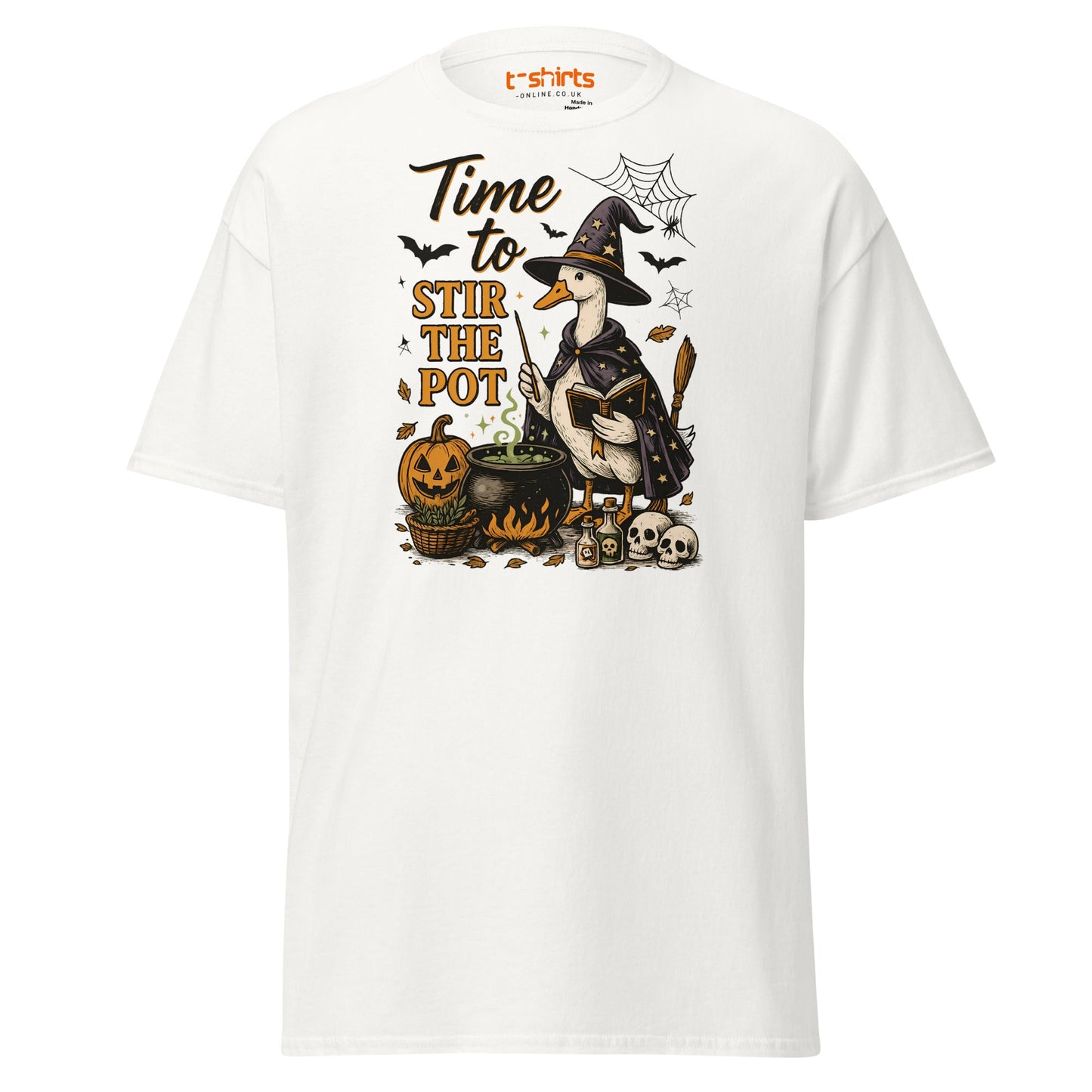 Time to Stir the Pot T-Shirt | Funny Witch Duck Tee - White - T-Shirts Online