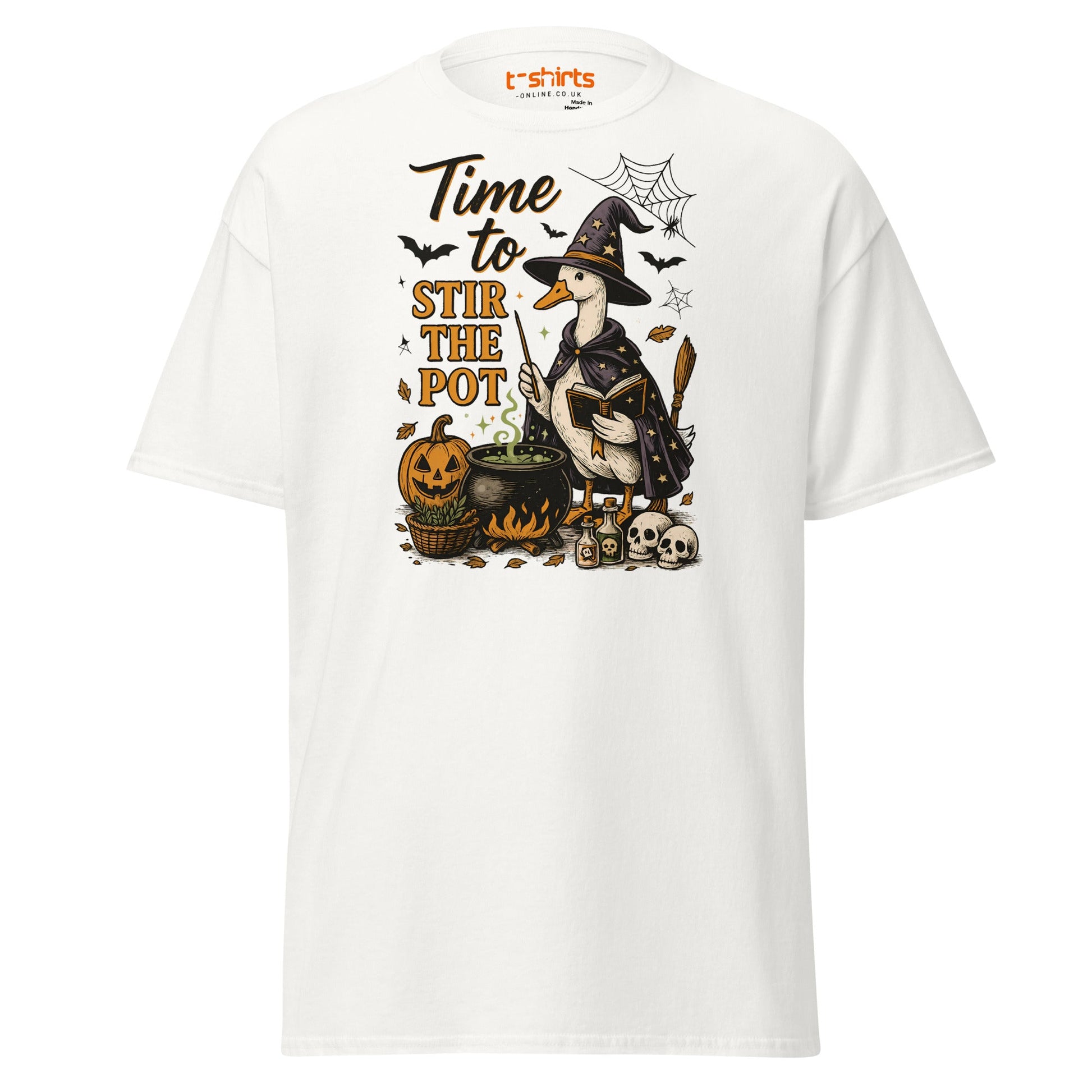 Time to Stir the Pot T-Shirt | Funny Witch Duck Tee - White - T-Shirts Online
