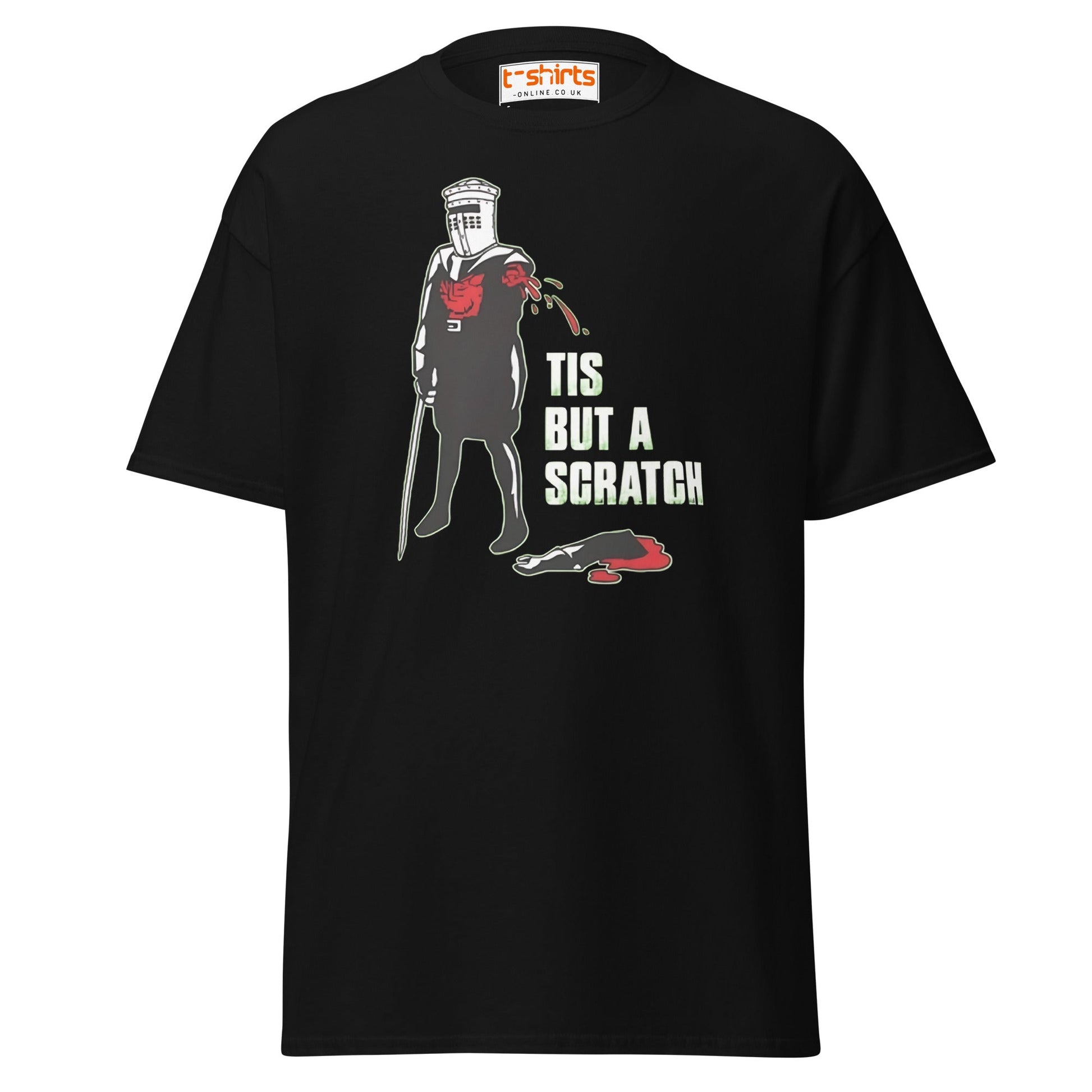 Tis But a Scratch T-Shirt – Funny Knight Parody Tee - Black - T-Shirts Online
