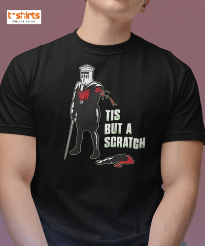 Tis But a Scratch T-Shirt – Funny Knight Parody Tee - Black - T-Shirts Online