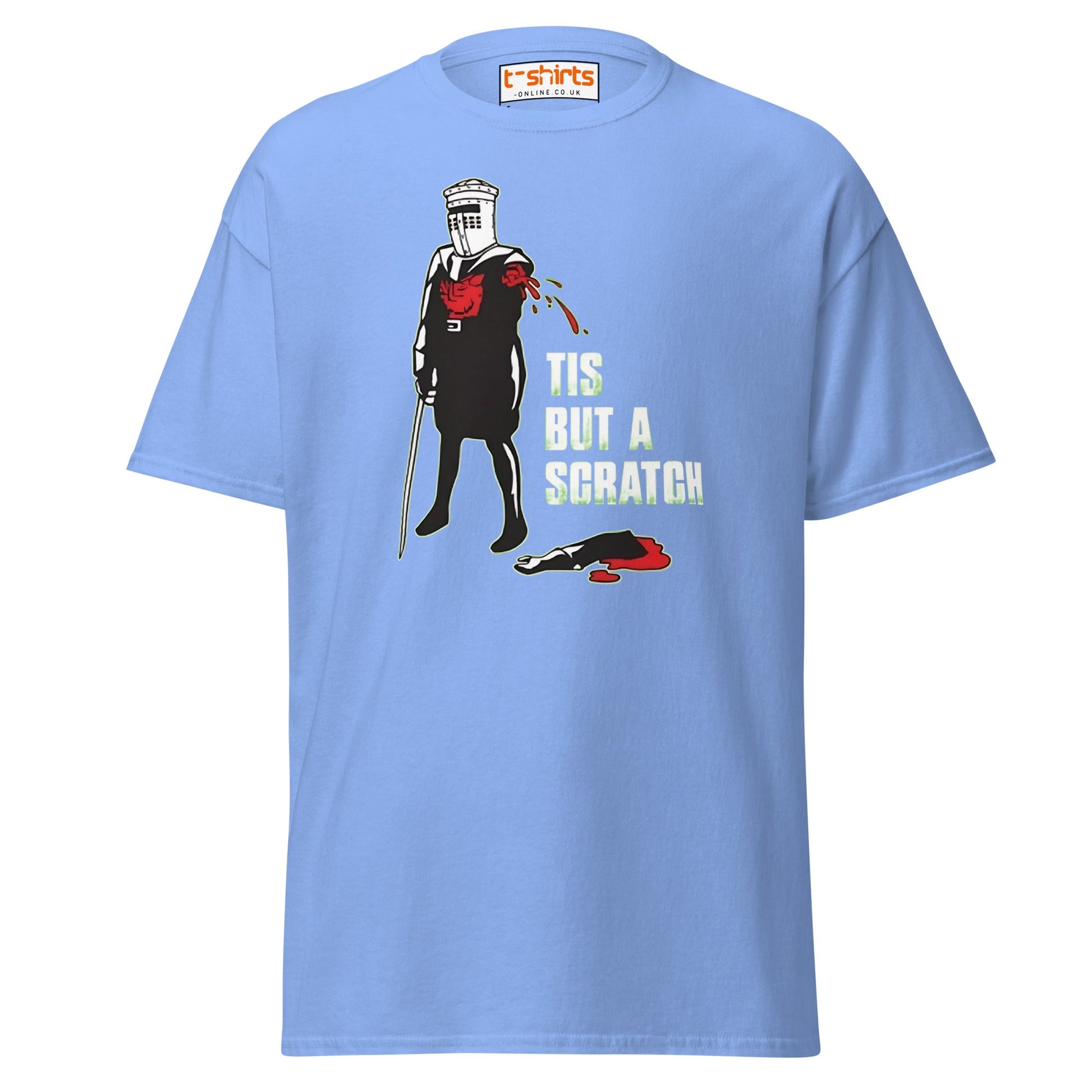 Tis But a Scratch T-Shirt – Funny Knight Parody Tee - Carolina Blue - T-Shirts Online
