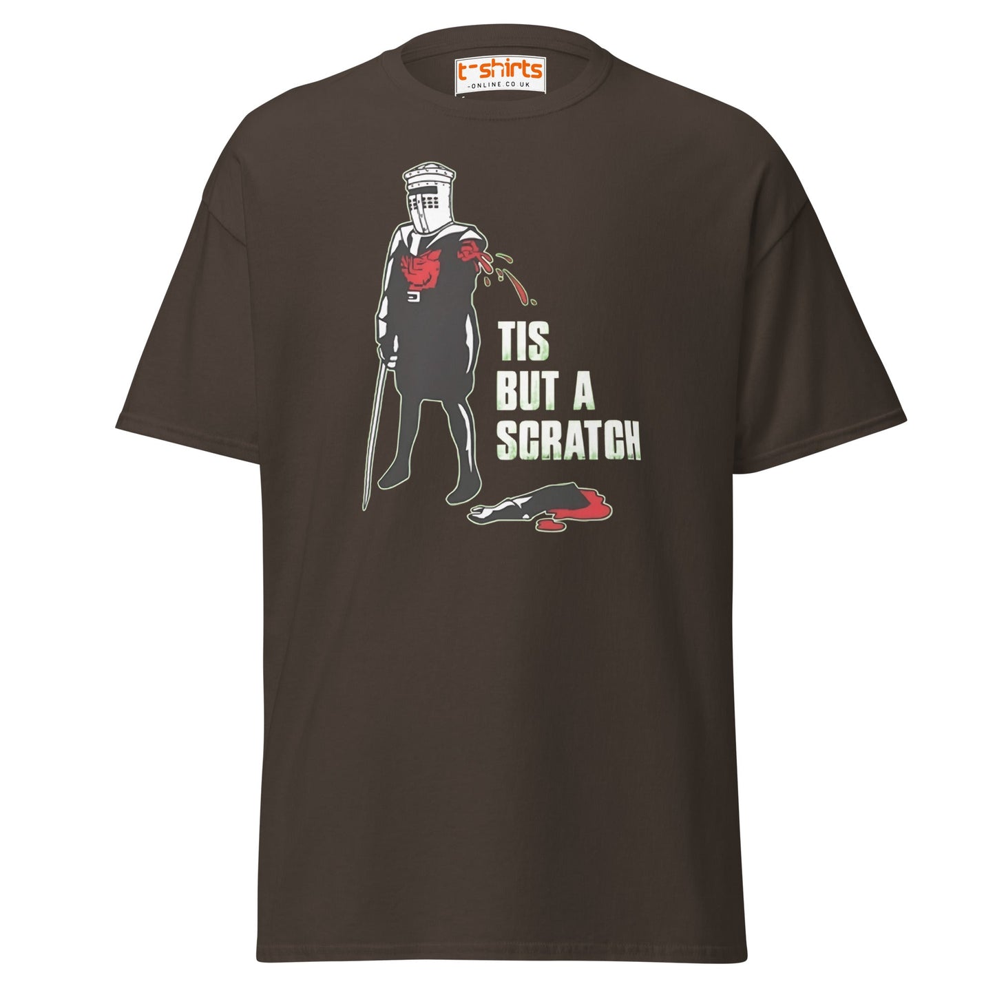 Tis But a Scratch T-Shirt – Funny Knight Parody Tee - Dark Chocolate - T-Shirts Online