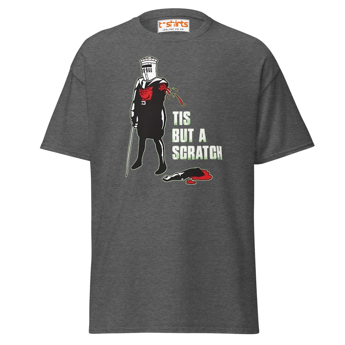 Tis But a Scratch T-Shirt – Funny Knight Parody Tee - Dark Heather - T-Shirts Online