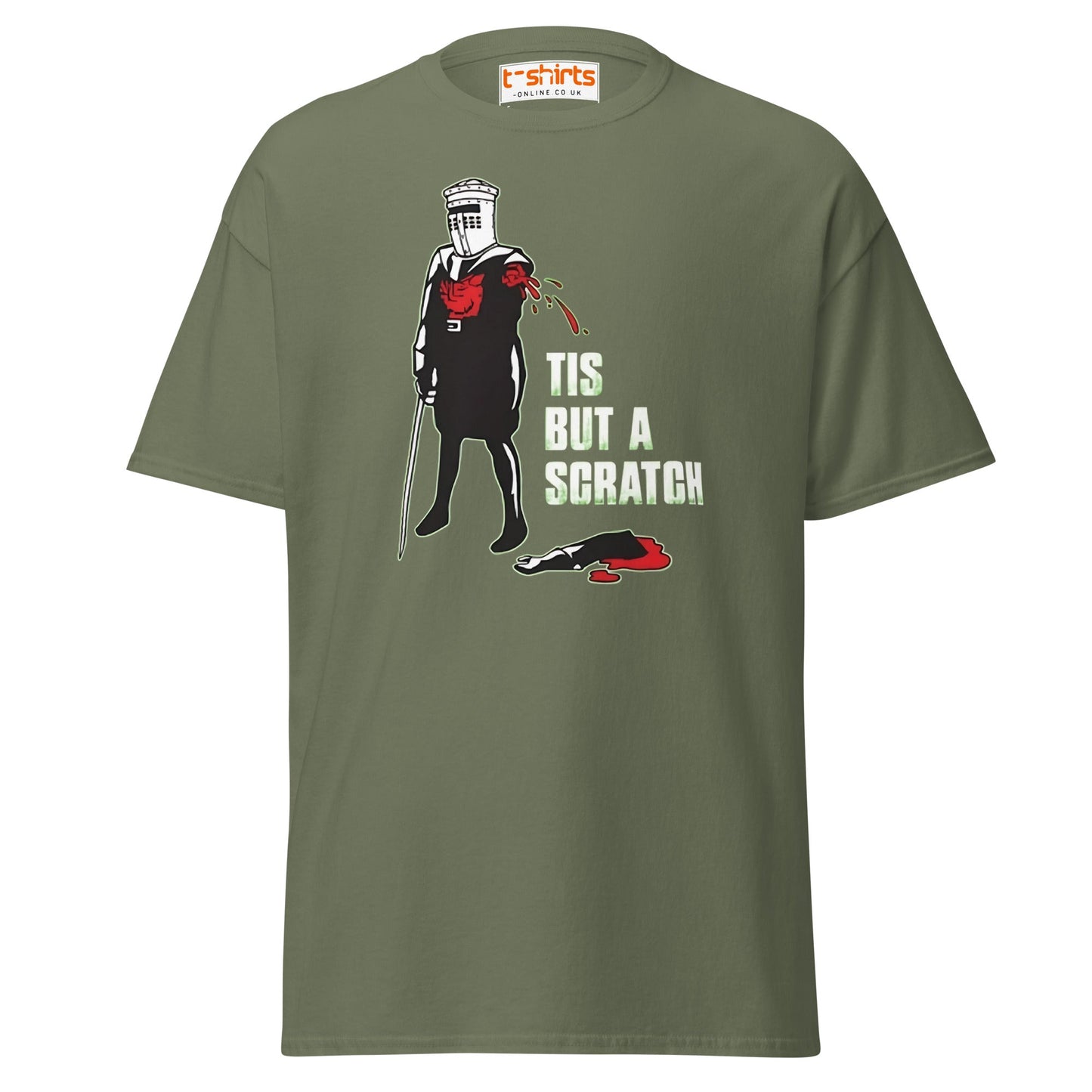 Tis But a Scratch T-Shirt – Funny Knight Parody Tee - Military Green - T-Shirts Online