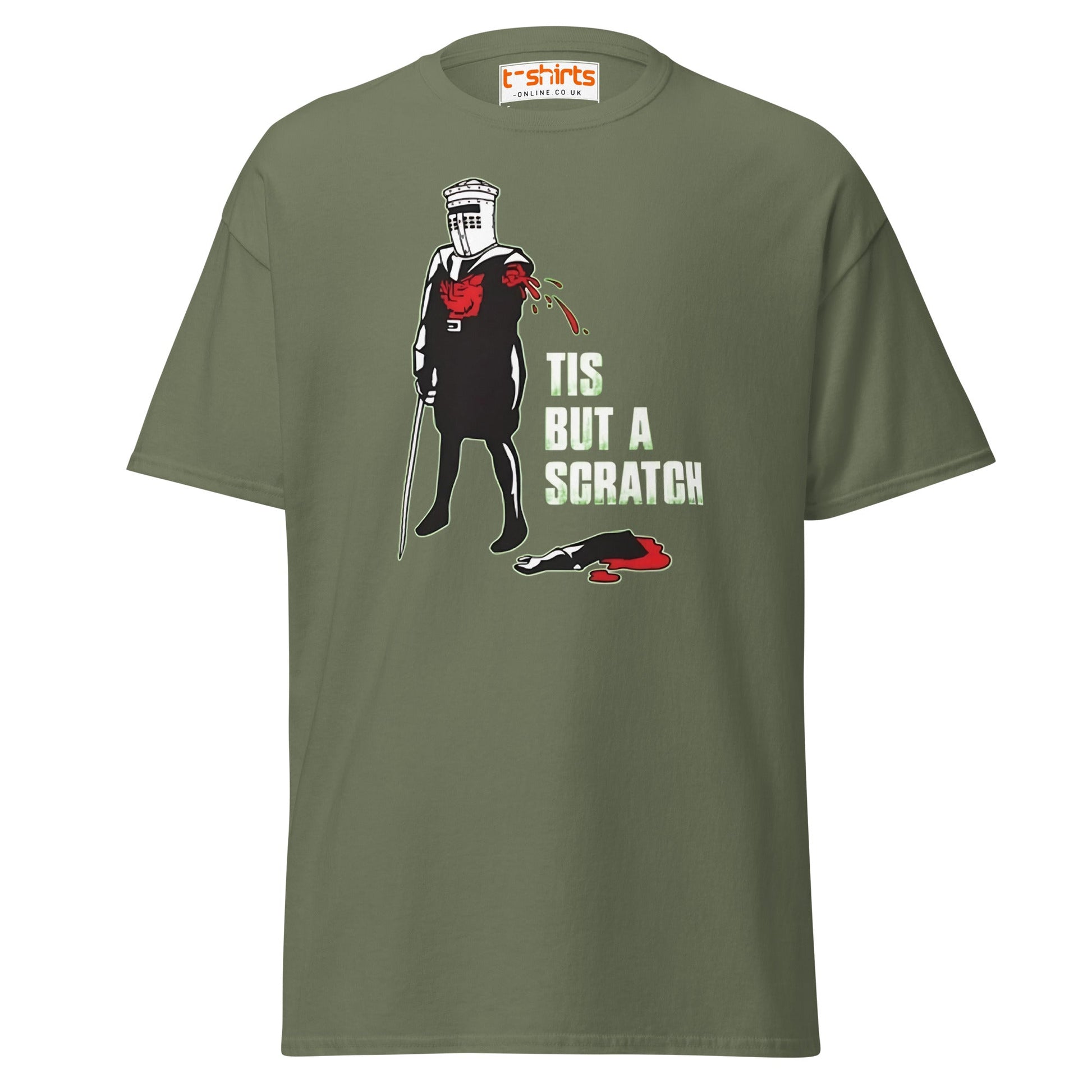 Tis But a Scratch T-Shirt – Funny Knight Parody Tee - Military Green - T-Shirts Online