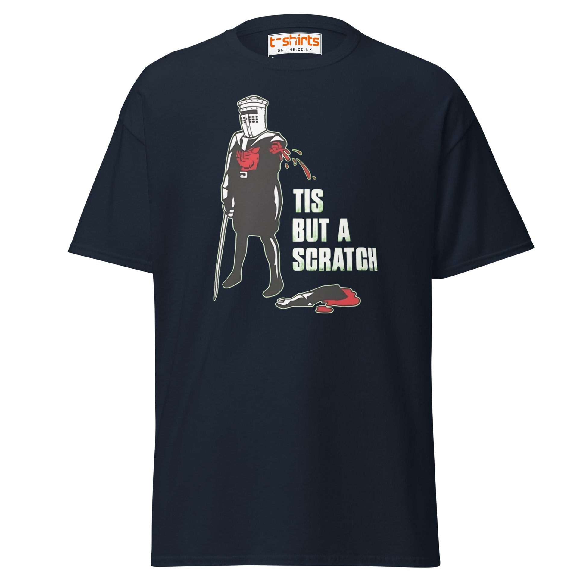 Tis But a Scratch T-Shirt – Funny Knight Parody Tee - Navy - T-Shirts Online