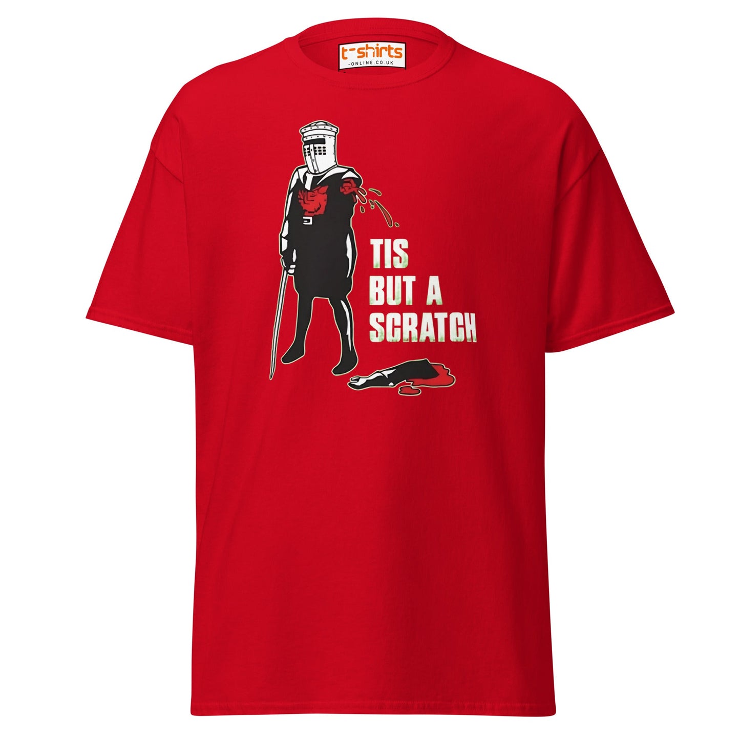 Tis But a Scratch T-Shirt – Funny Knight Parody Tee - Red - T-Shirts Online