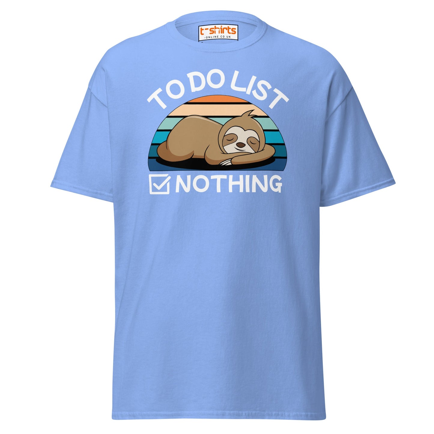 To Do List Nothing T-Shirt – Funny Lazy Sloth Tee - Carolina Blue - T-Shirts Online