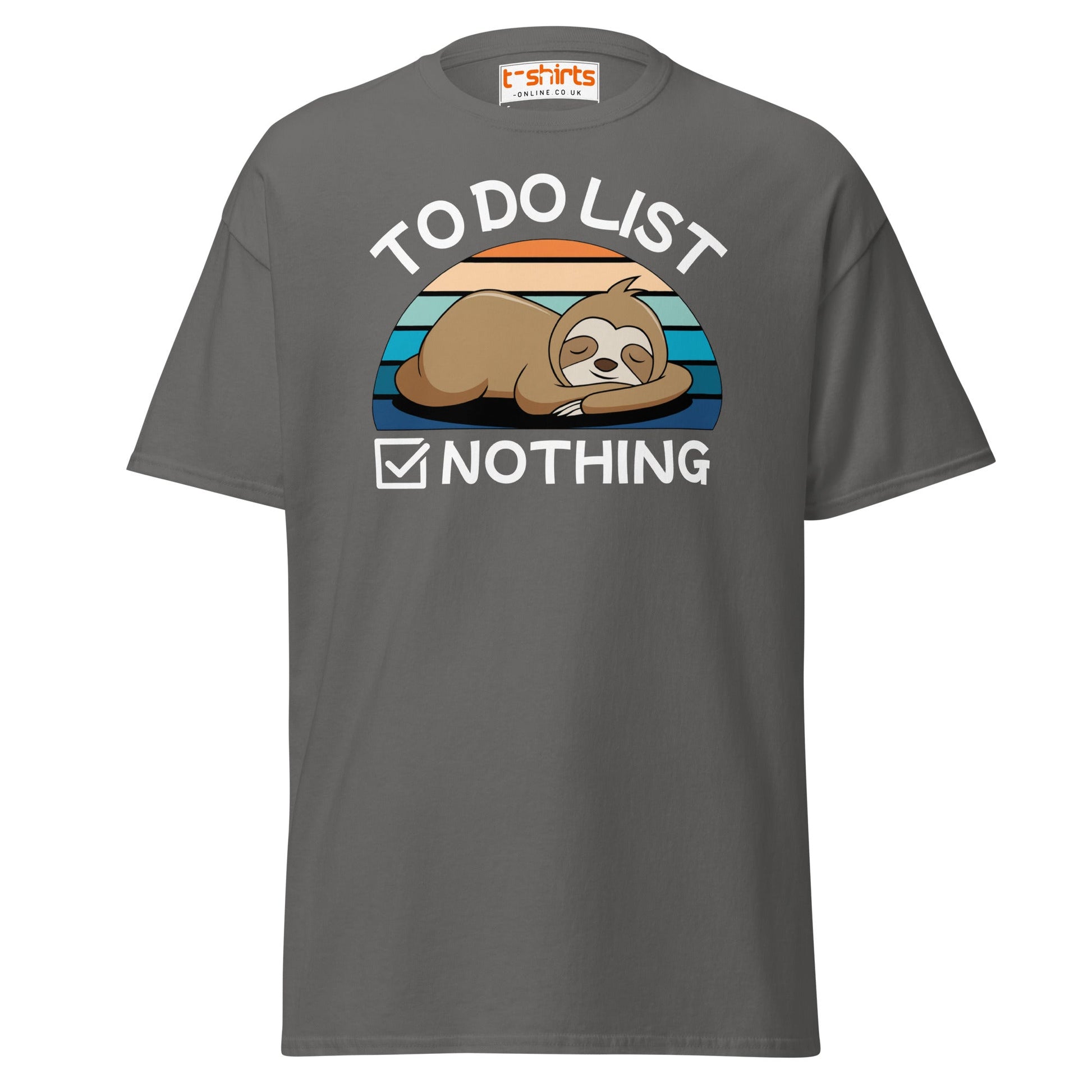 To Do List Nothing T-Shirt – Funny Lazy Sloth Tee - Charcoal - T-Shirts Online