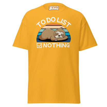 To Do List Nothing T-Shirt – Funny Lazy Sloth Tee - Gold - T-Shirts Online