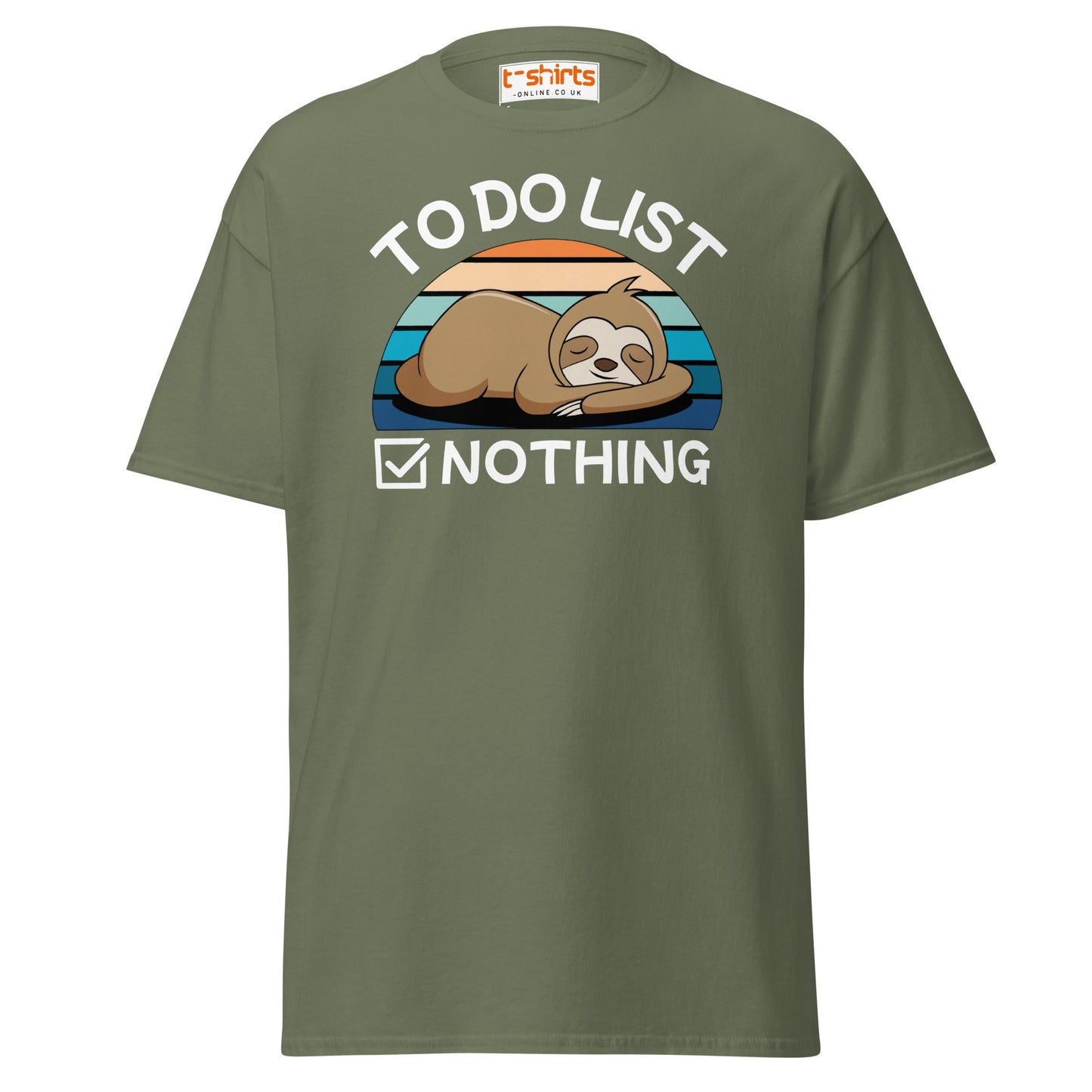 To Do List Nothing T-Shirt – Funny Lazy Sloth Tee - Military Green - T-Shirts Online