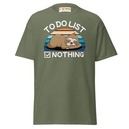 To Do List Nothing T-Shirt – Funny Lazy Sloth Tee - Military Green - T-Shirts Online