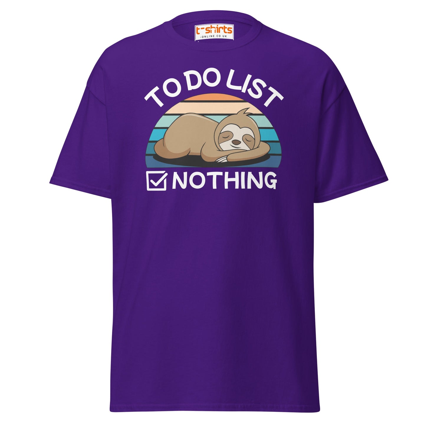 To Do List Nothing T-Shirt – Funny Lazy Sloth Tee - Purple - T-Shirts Online