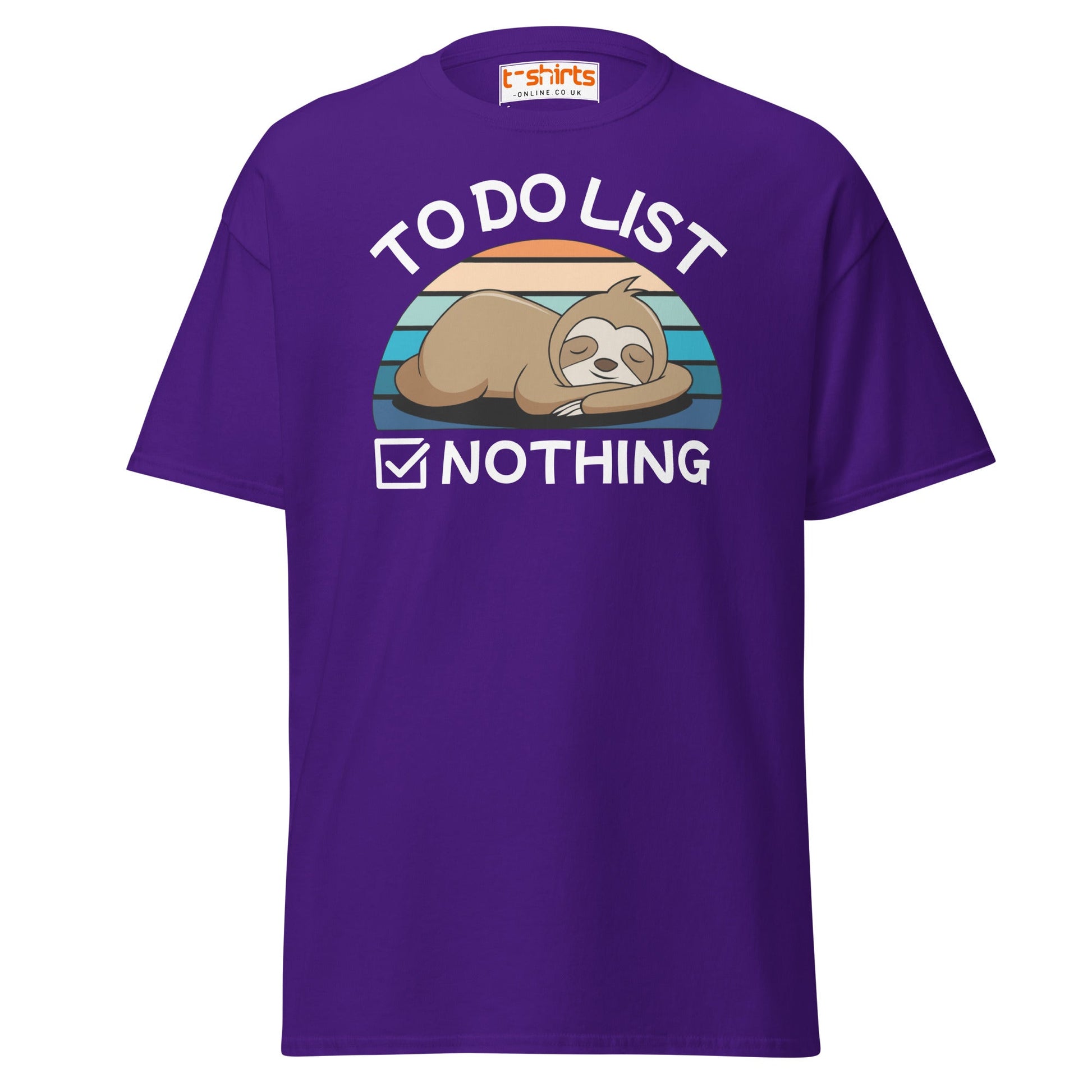 To Do List Nothing T-Shirt – Funny Lazy Sloth Tee - Purple - T-Shirts Online