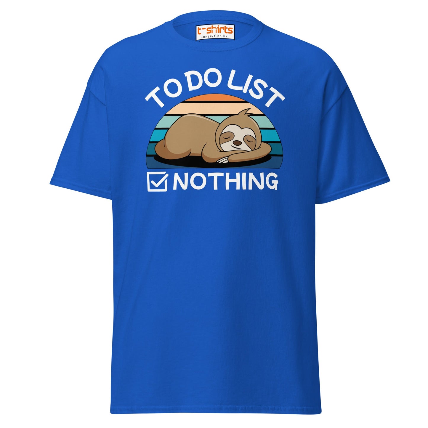 To Do List Nothing T-Shirt – Funny Lazy Sloth Tee - Royal - T-Shirts Online