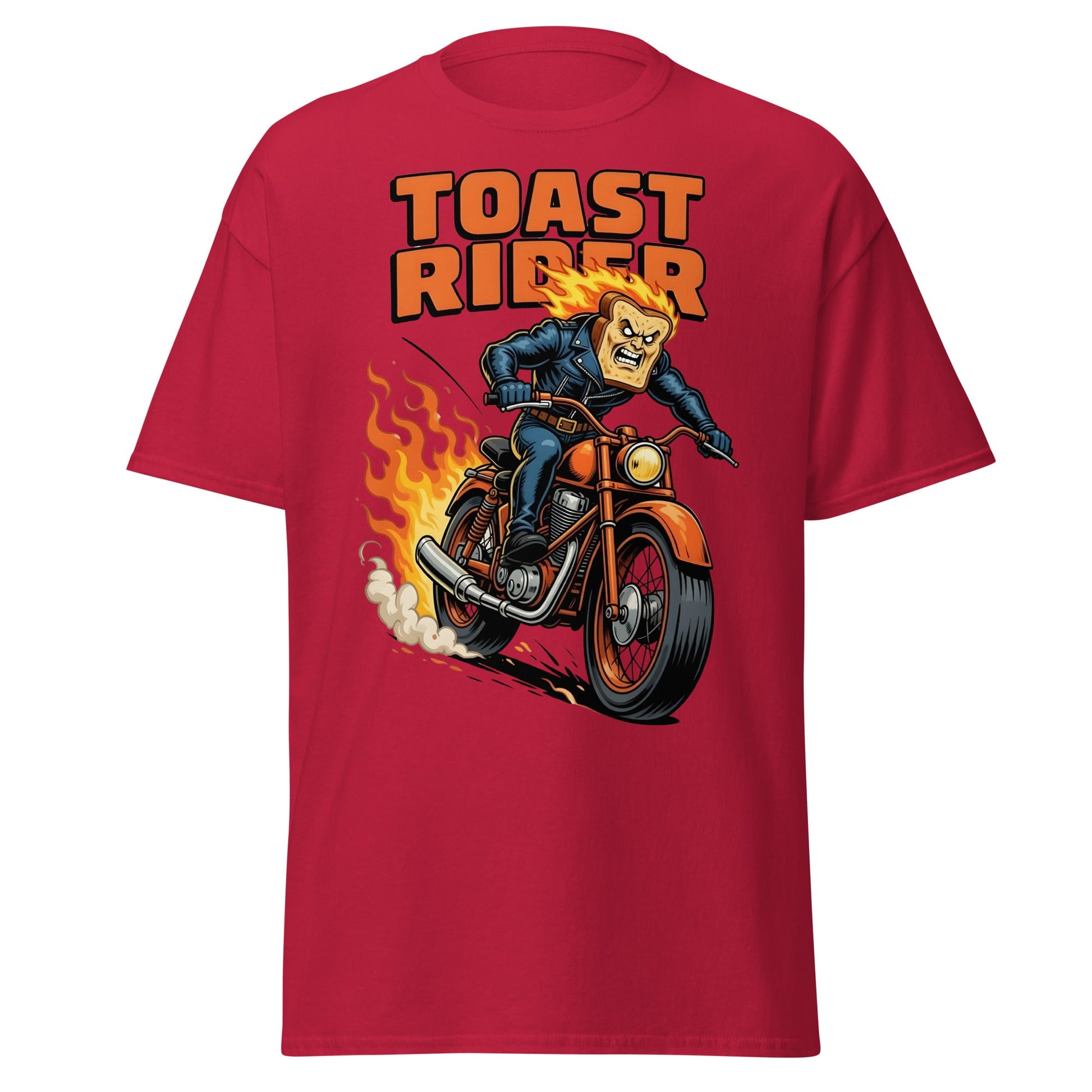 Toast Rider Biker T-Shirt - Funny Food Pun Tee - Cardinal - T-Shirts Online