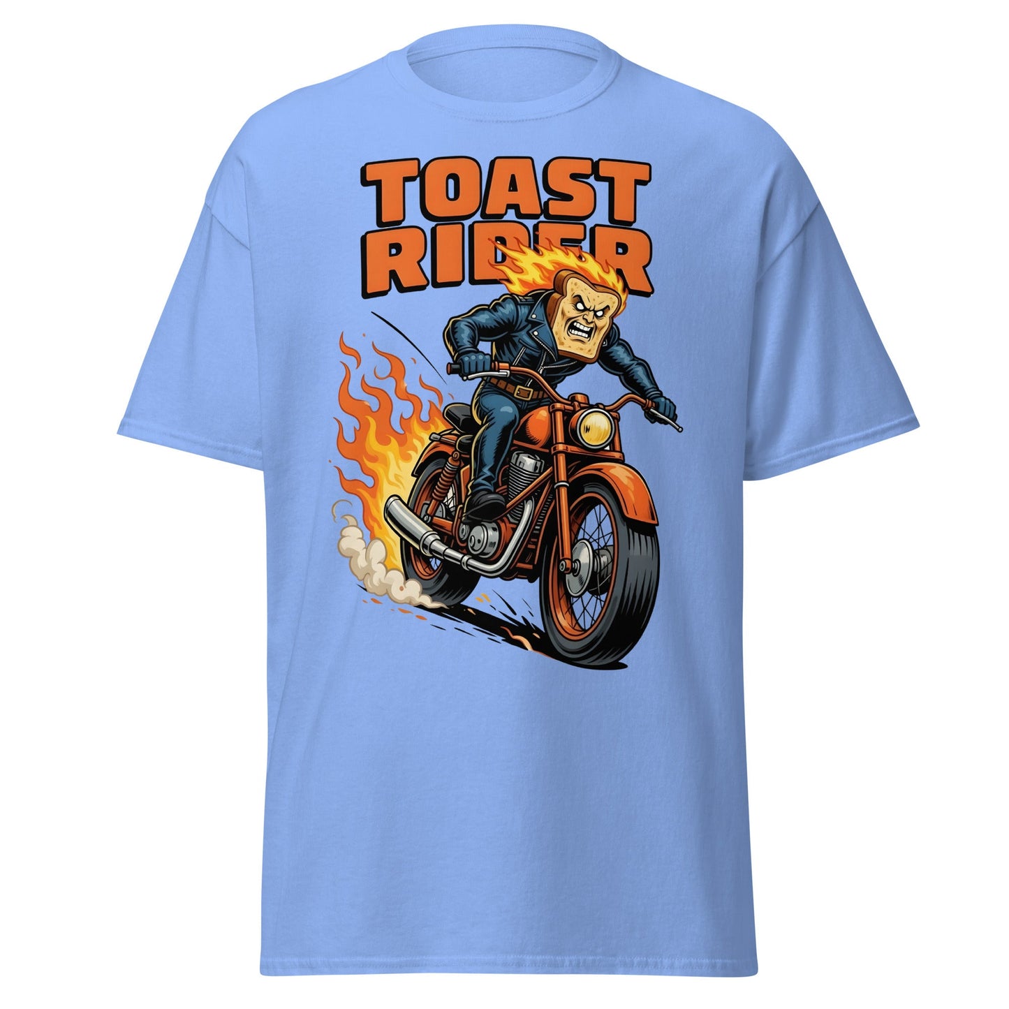 Toast Rider Biker T-Shirt - Funny Food Pun Tee - Carolina Blue - T-Shirts Online