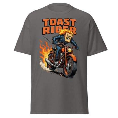 Toast Rider Biker T-Shirt - Funny Food Pun Tee - Charcoal - T-Shirts Online