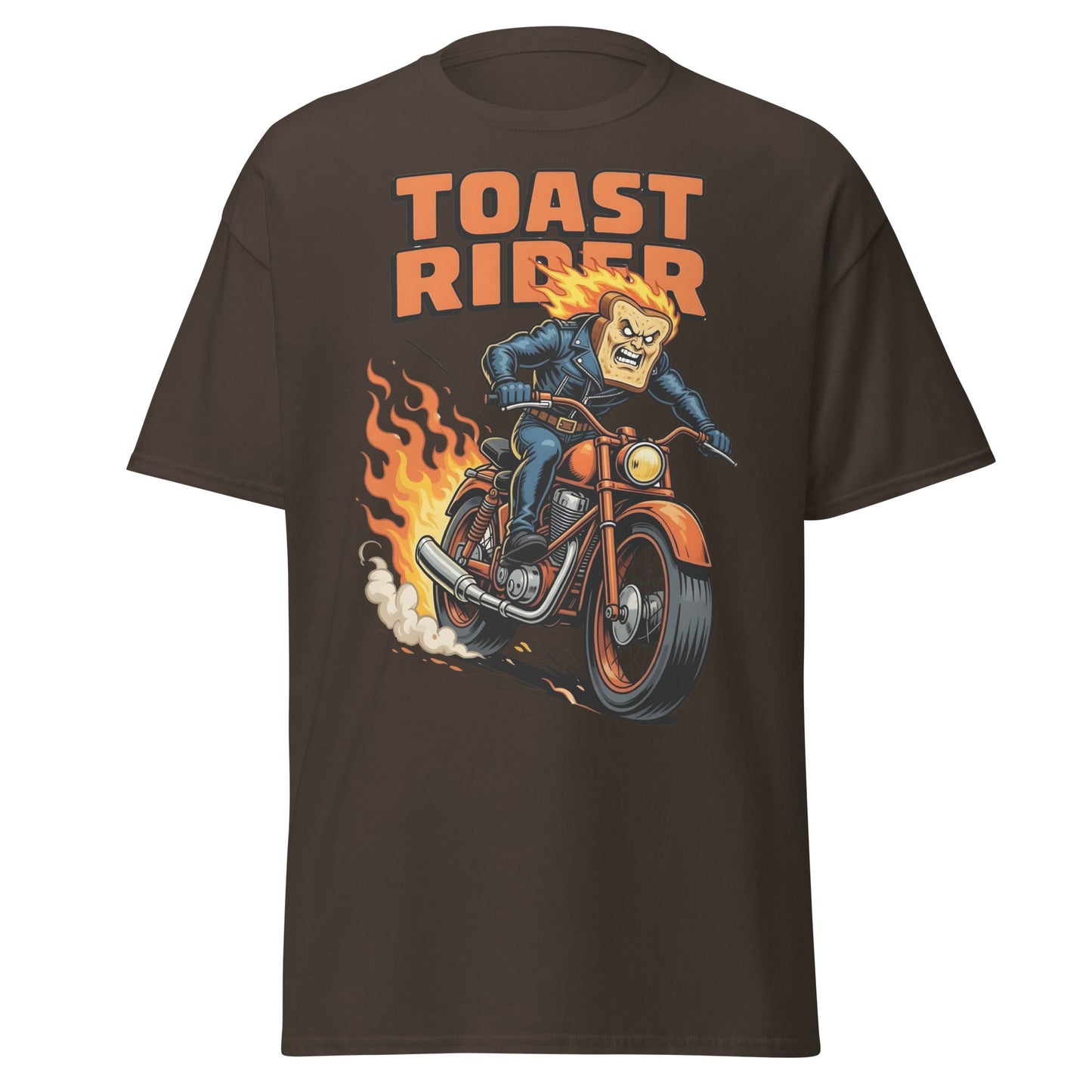 Toast Rider Biker T-Shirt - Funny Food Pun Tee - Dark Chocolate - T-Shirts Online