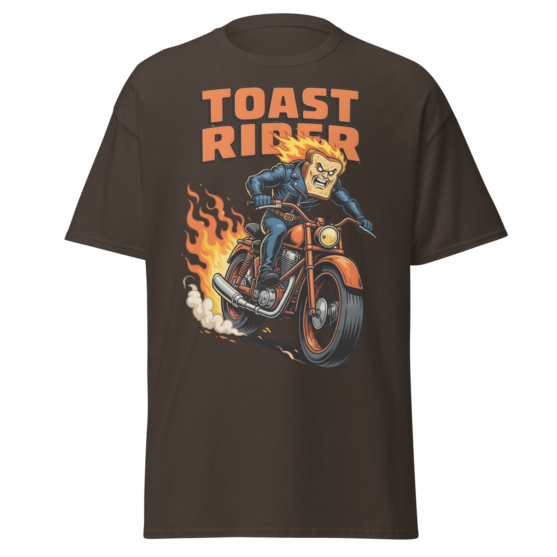 Toast Rider Biker T-Shirt - Funny Food Pun Tee - Dark Chocolate - T-Shirts Online