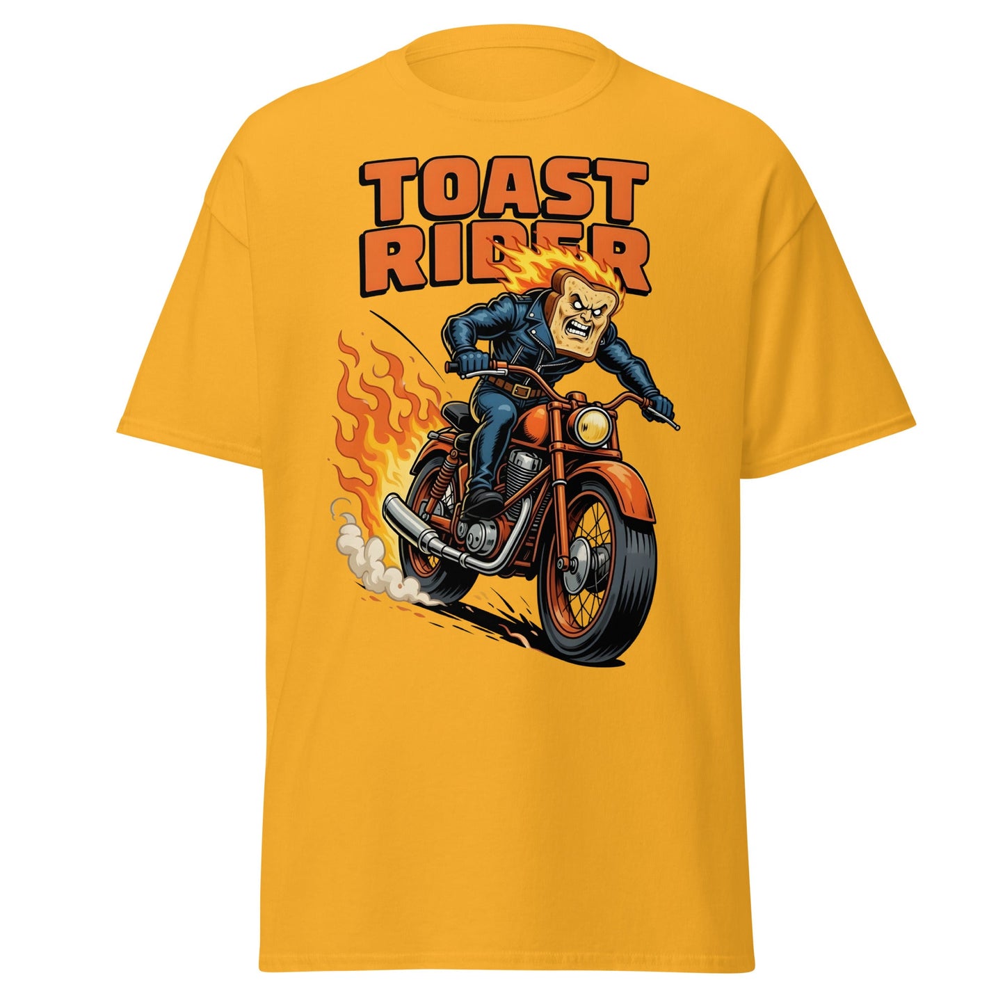 Toast Rider Biker T-Shirt - Funny Food Pun Tee - Gold - T-Shirts Online