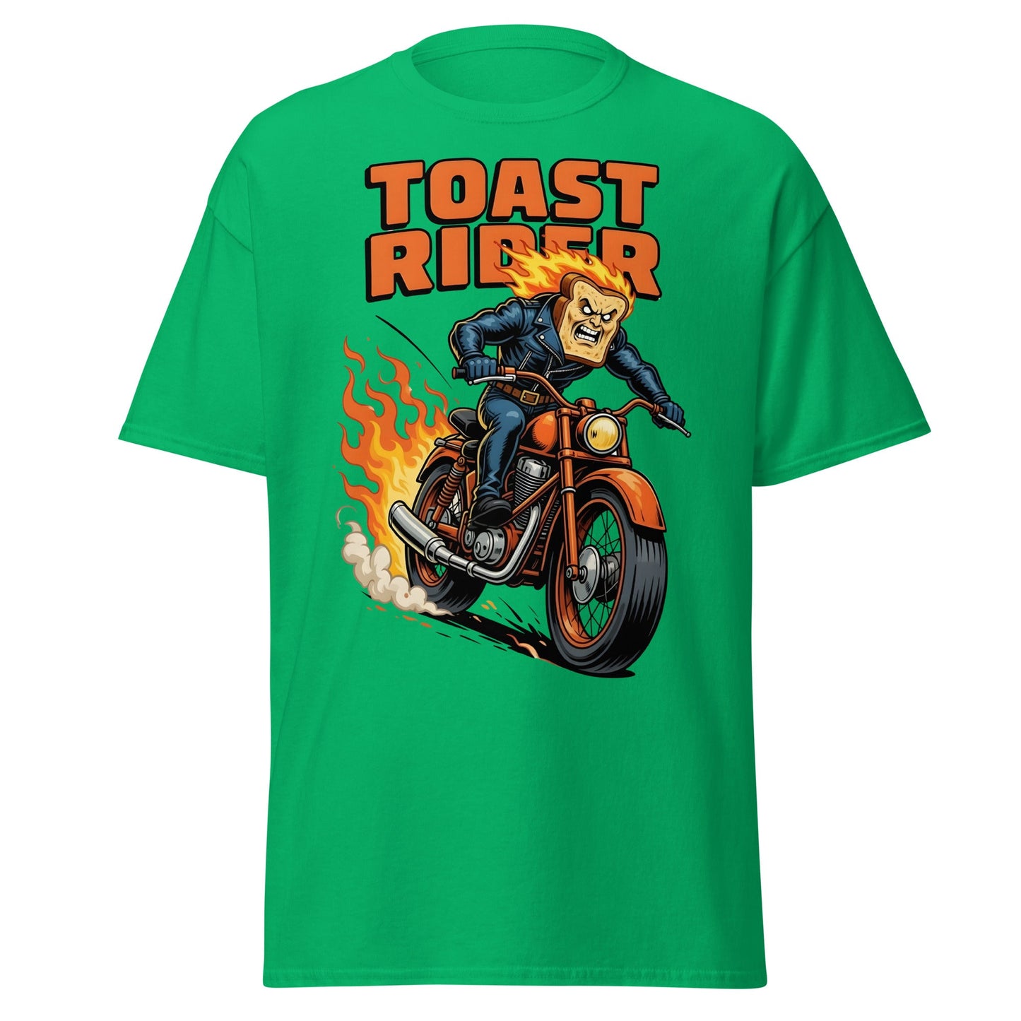 Toast Rider Biker T-Shirt - Funny Food Pun Tee - Irish Green - T-Shirts Online