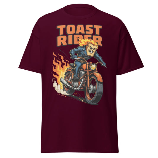 Toast Rider Biker T-Shirt - Funny Food Pun Tee - Maroon - T-Shirts Online