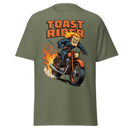 Toast Rider Biker T-Shirt - Funny Food Pun Tee - Military Green - T-Shirts Online