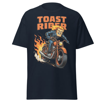 Toast Rider Biker T-Shirt - Funny Food Pun Tee - Navy - T-Shirts Online