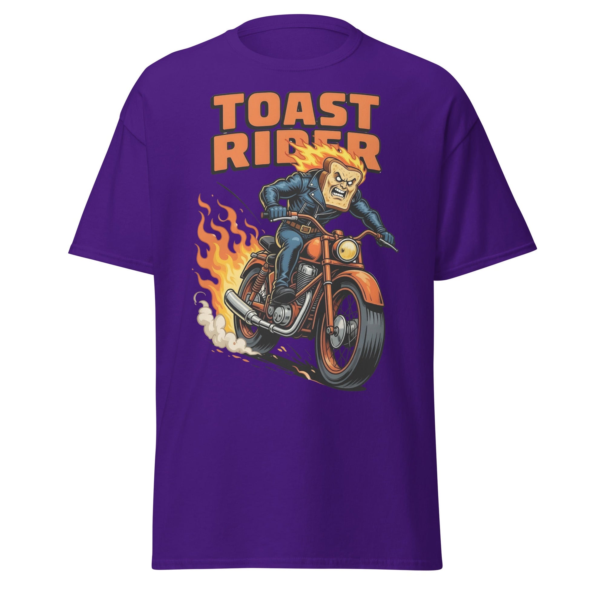 Toast Rider Biker T-Shirt - Funny Food Pun Tee - Purple - T-Shirts Online