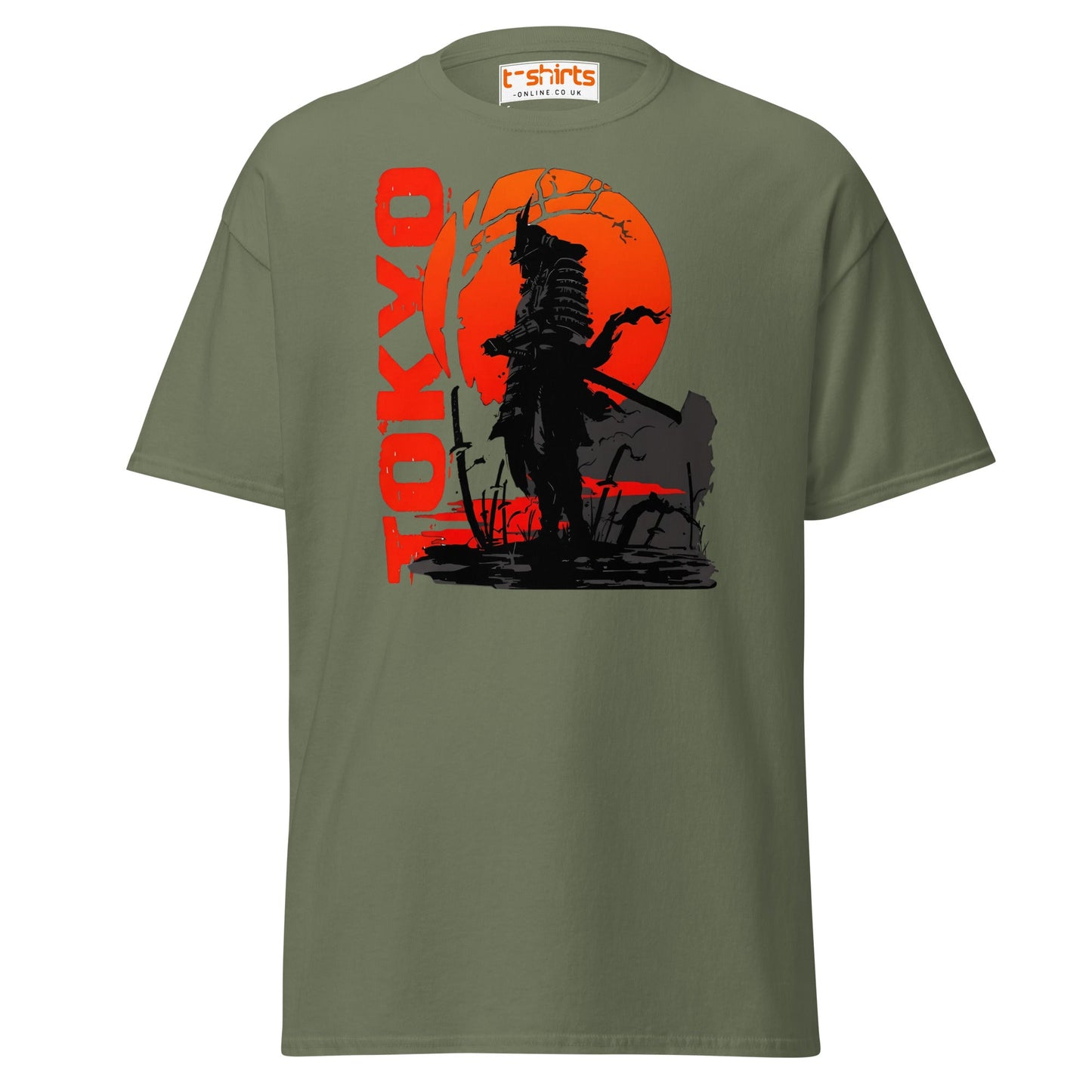 Tokyo Samurai Rising Sun T-Shirt - Military Green - T-Shirts Online
