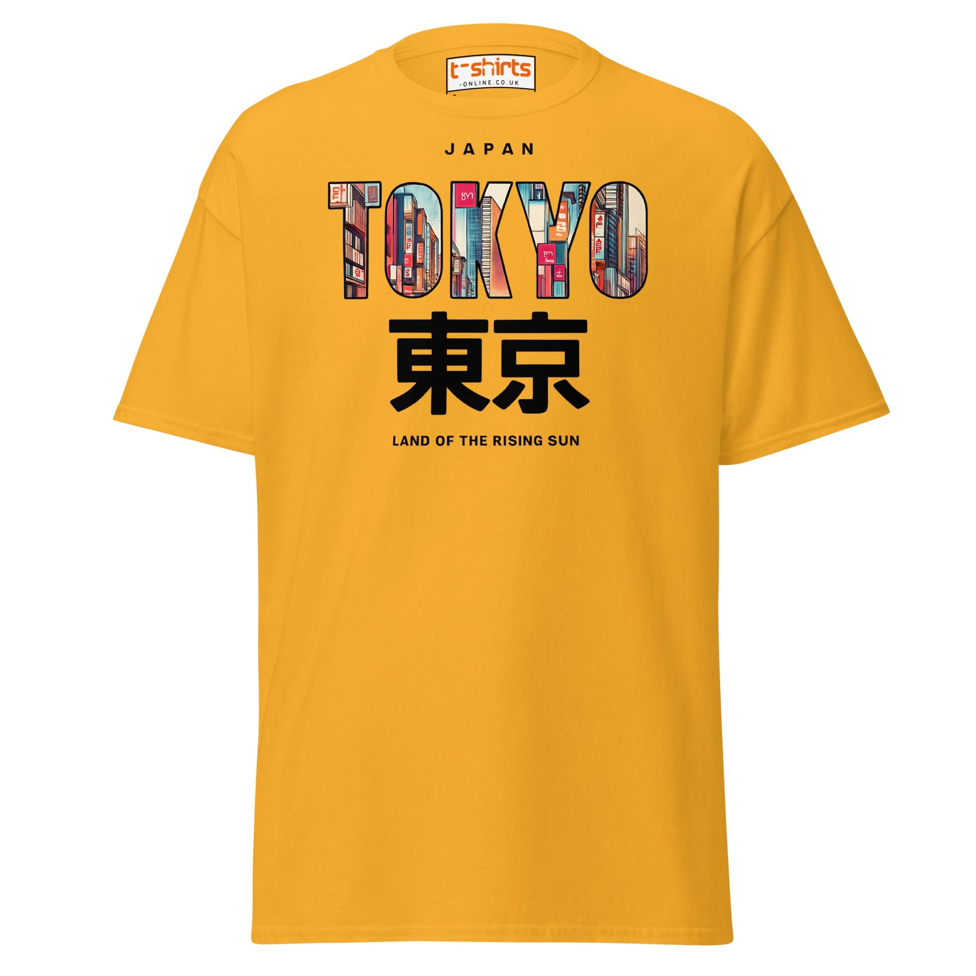 Tokyo Skyline T-Shirt – Land of the Rising Sun Tee - Gold - T-Shirts Online