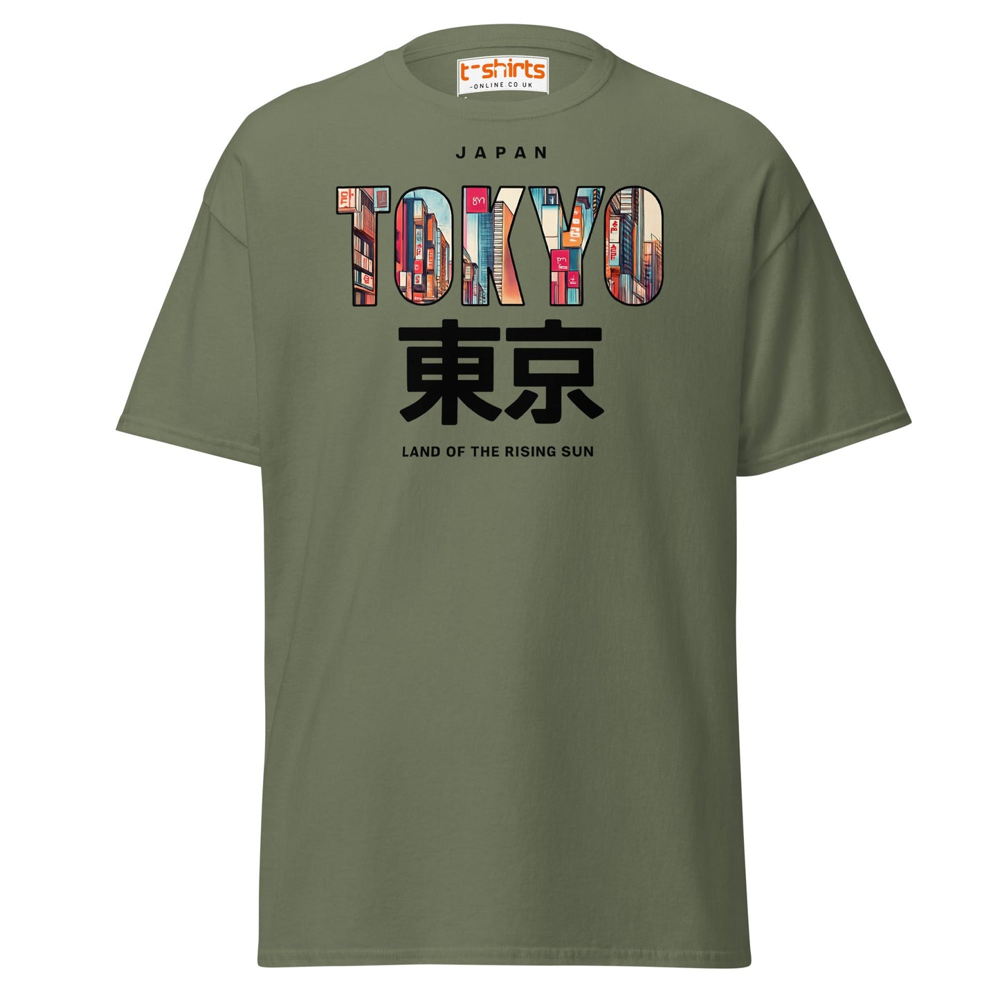 Tokyo Skyline T-Shirt – Land of the Rising Sun Tee - Military Green - T-Shirts Online