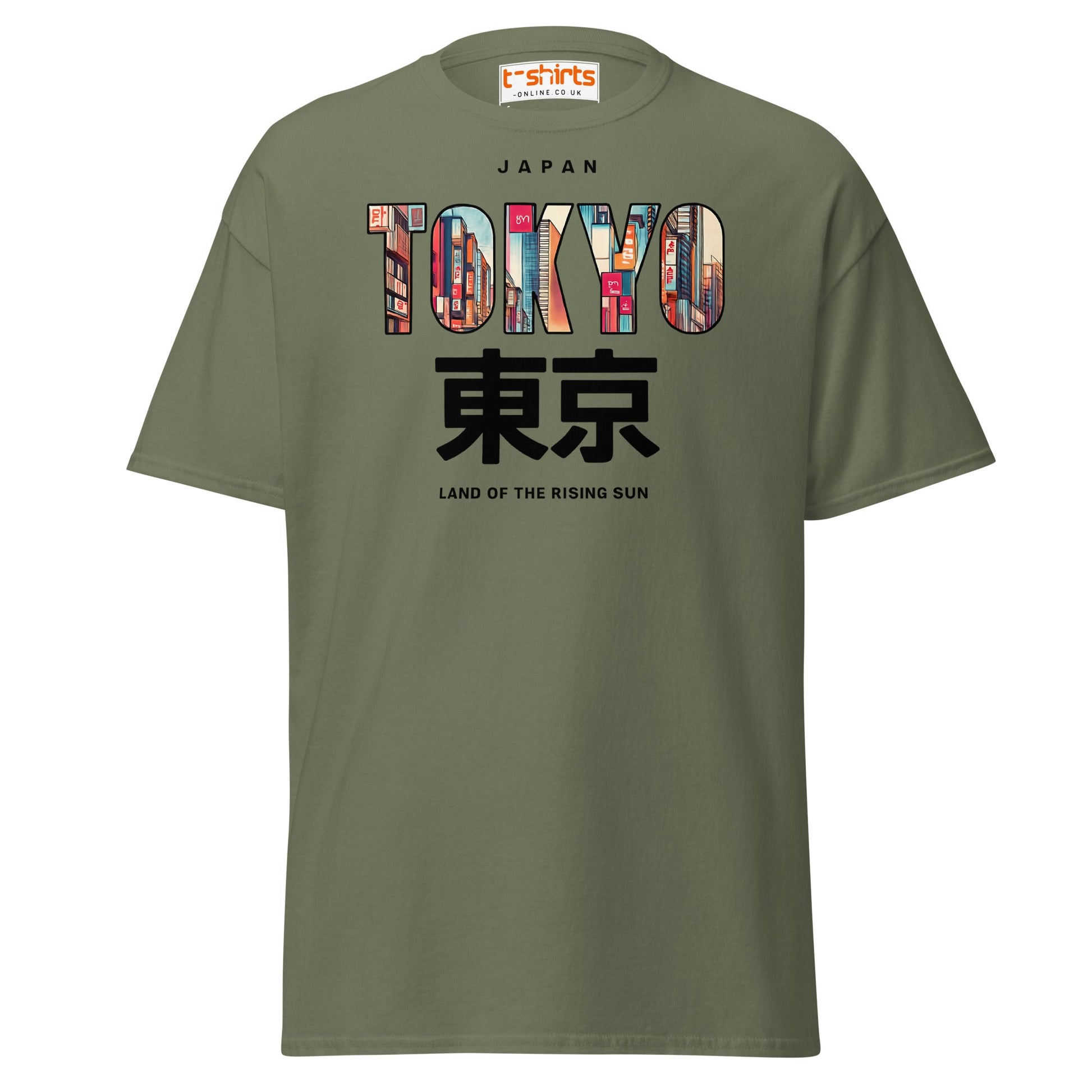 Tokyo Skyline T-Shirt – Land of the Rising Sun Tee - Military Green - T-Shirts Online