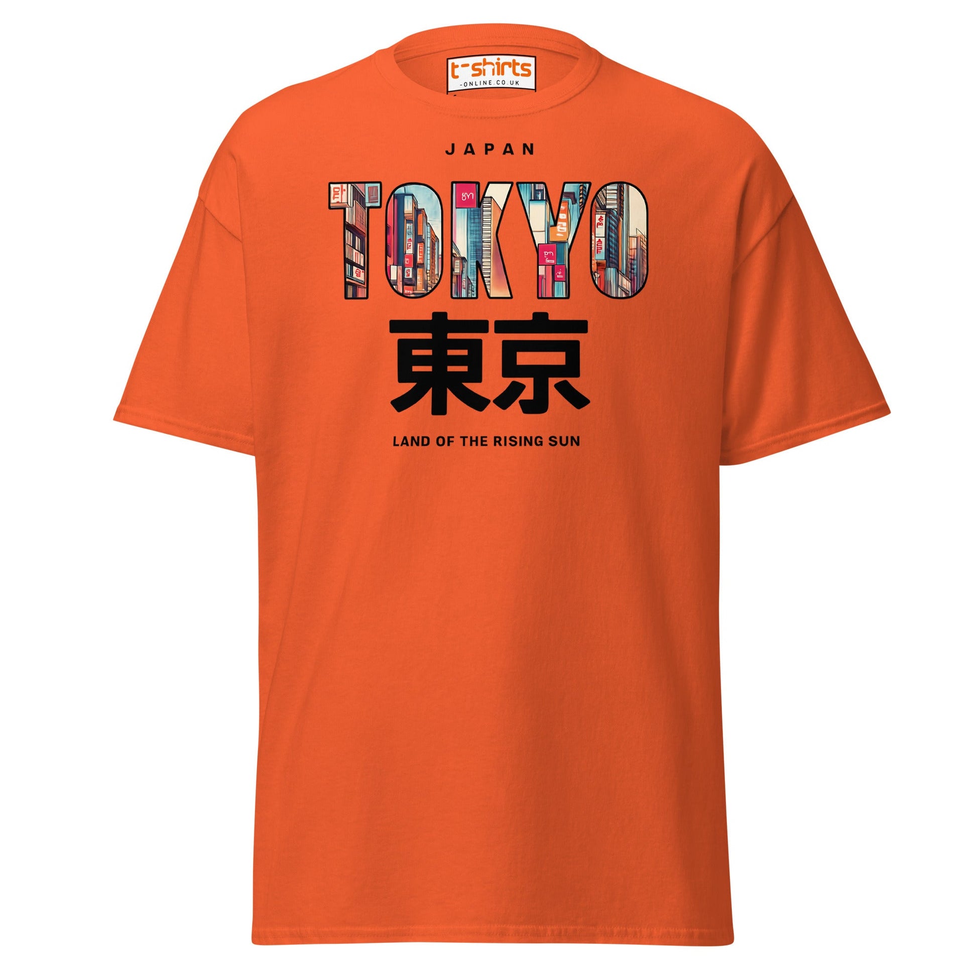 Tokyo Skyline T-Shirt – Land of the Rising Sun Tee - Orange - T-Shirts Online
