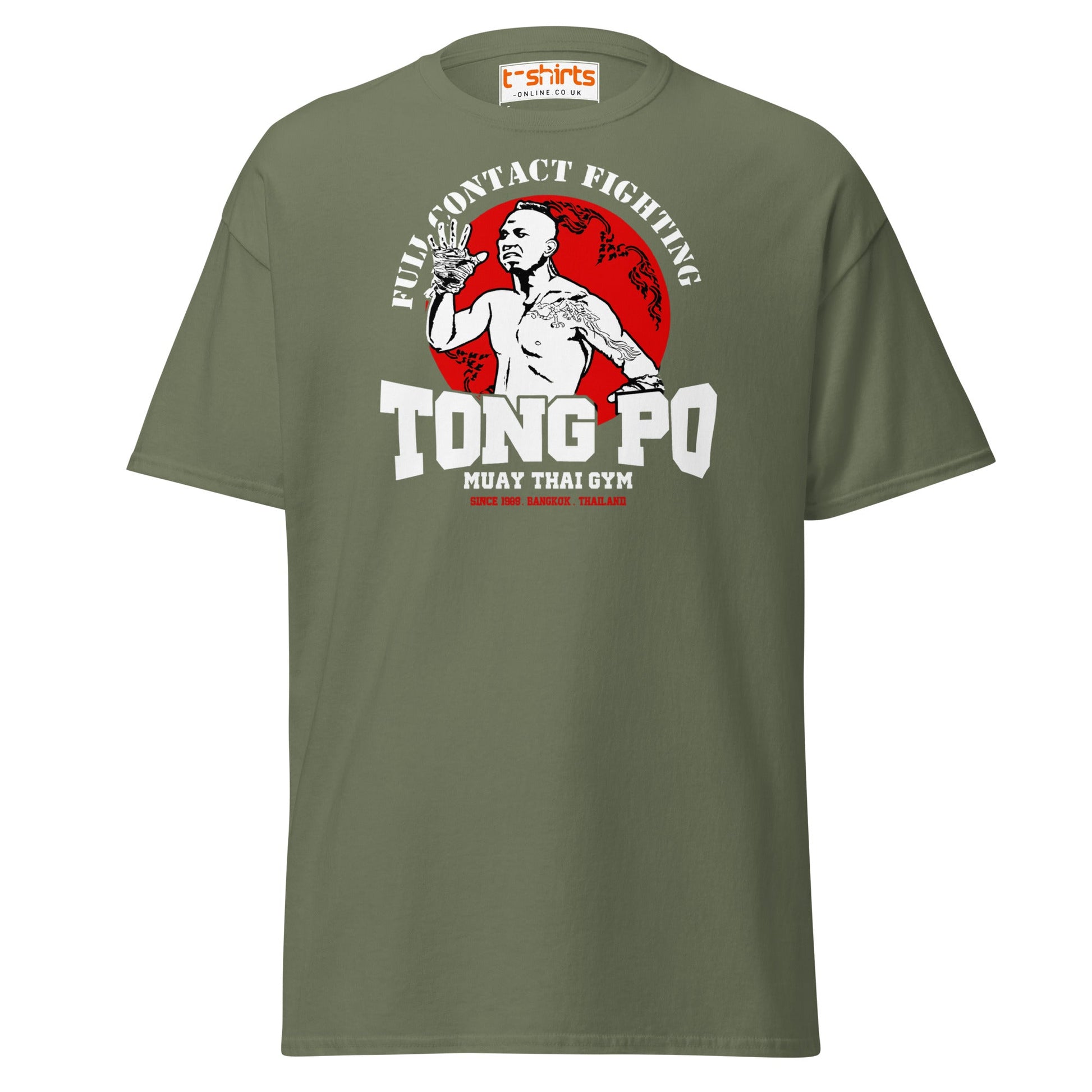 Tong Po Muay Thai Gym T-Shirt – Full Contact Fighting - Military Green - T-Shirts Online