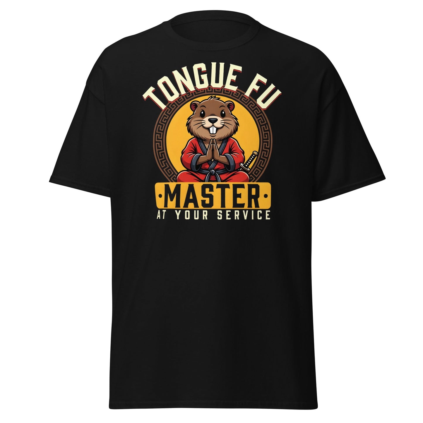 Tongue Fu Master T-Shirt | Funny Beaver Martial Arts Tee - Black - T-Shirts Online