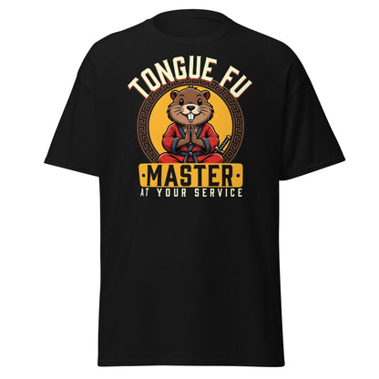 Tongue Fu Master T-Shirt | Funny Beaver Martial Arts Tee - Black - T-Shirts Online