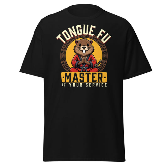 Tongue Fu Master T-Shirt | Funny Beaver Martial Arts Tee - Black - T-Shirts Online