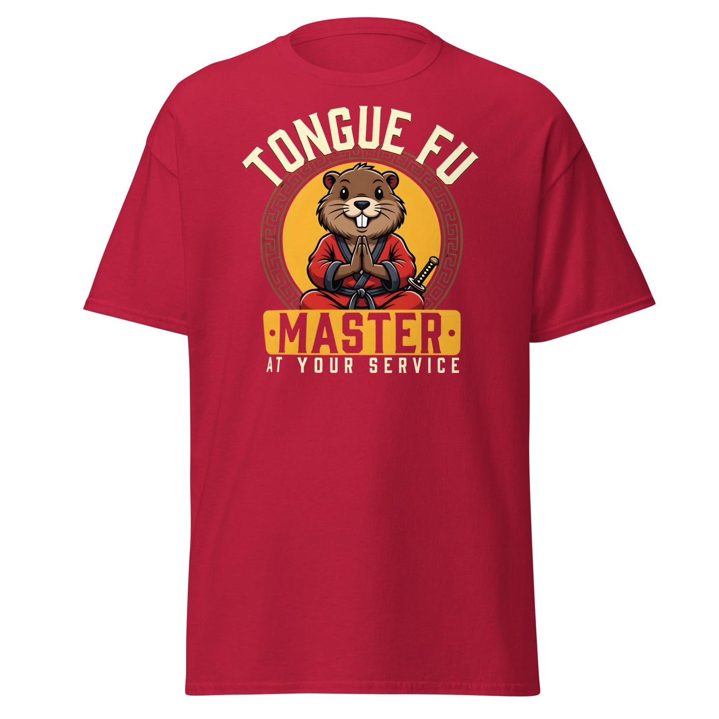 Tongue Fu Master T-Shirt | Funny Beaver Martial Arts Tee - Cardinal - T-Shirts Online