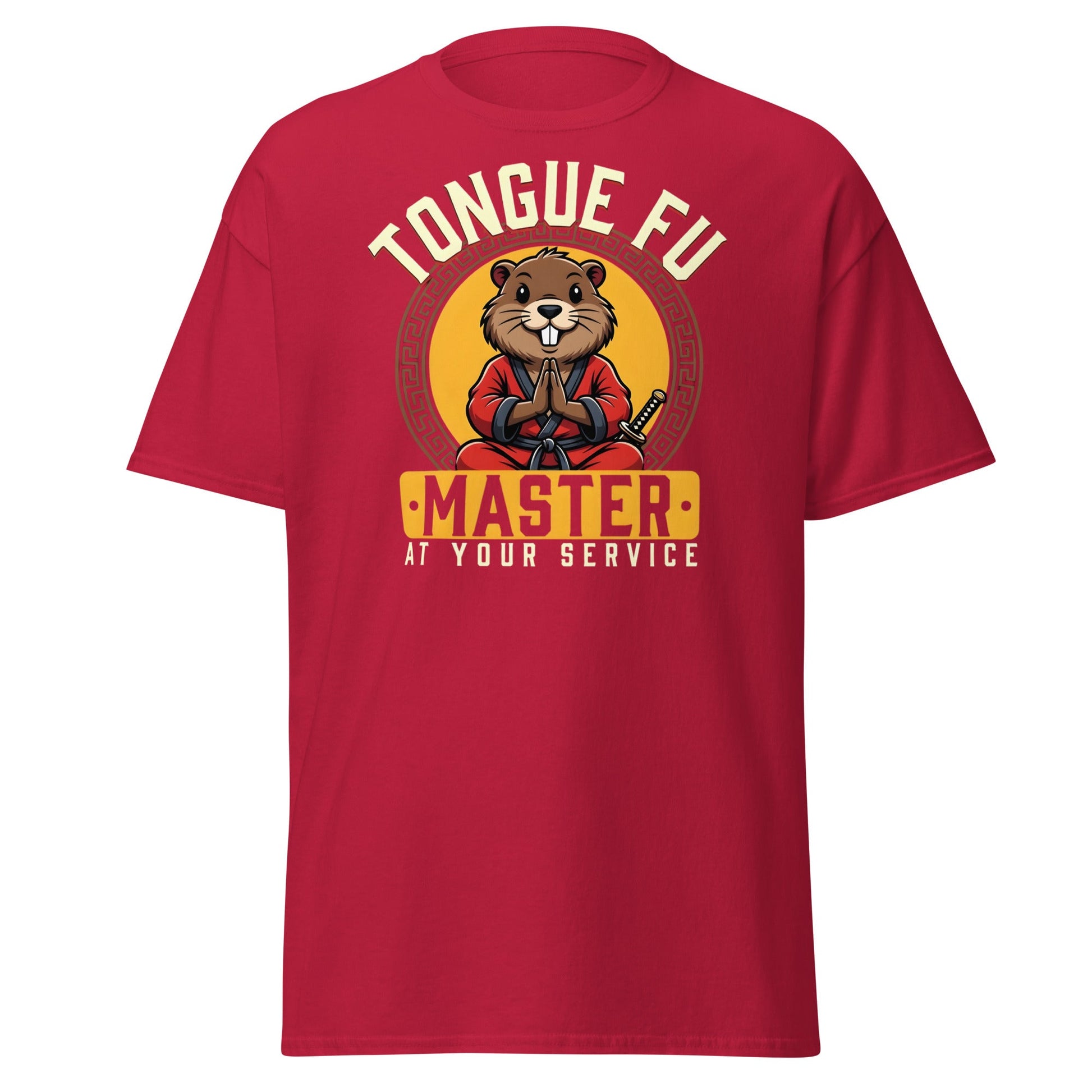 Tongue Fu Master T-Shirt | Funny Beaver Martial Arts Tee - Cardinal - T-Shirts Online