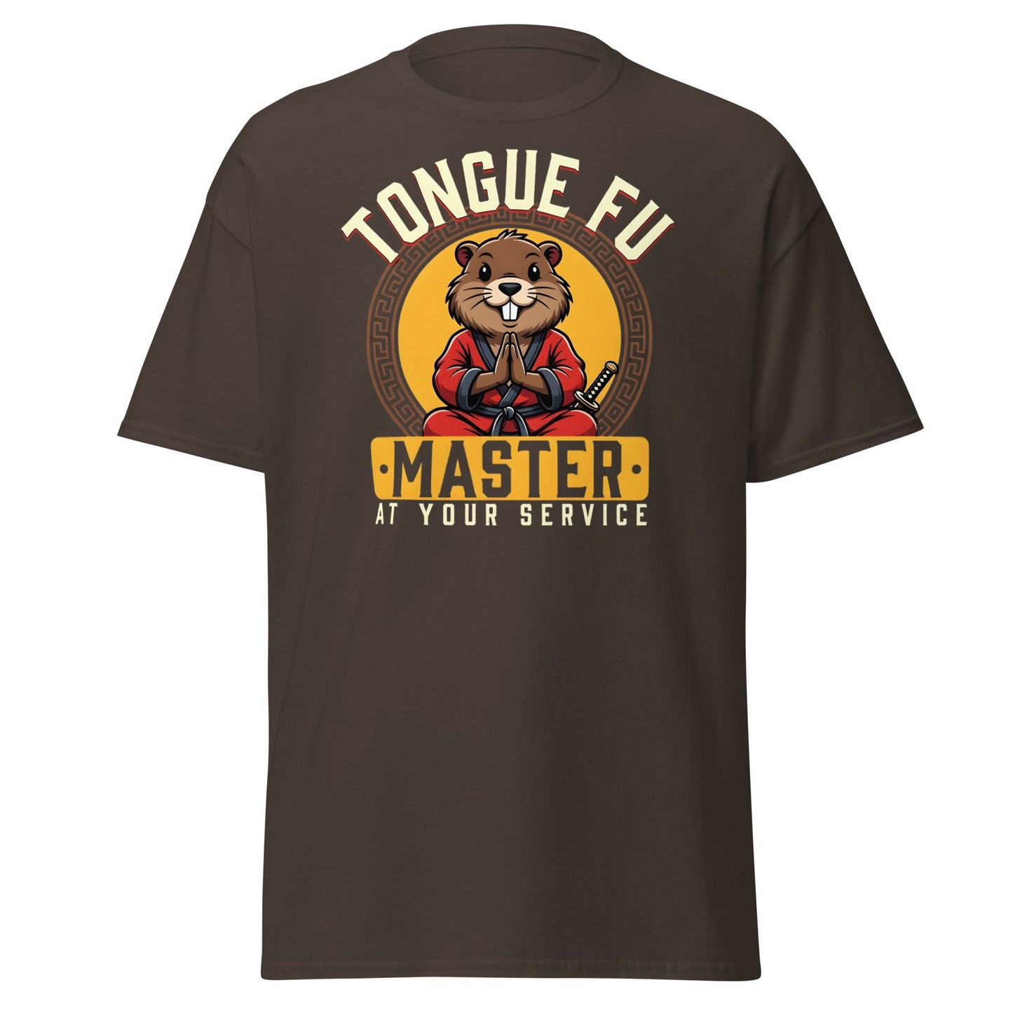 Tongue Fu Master T-Shirt | Funny Beaver Martial Arts Tee - Dark Chocolate - T-Shirts Online