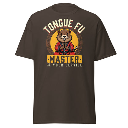 Tongue Fu Master T-Shirt | Funny Beaver Martial Arts Tee - Dark Chocolate - T-Shirts Online
