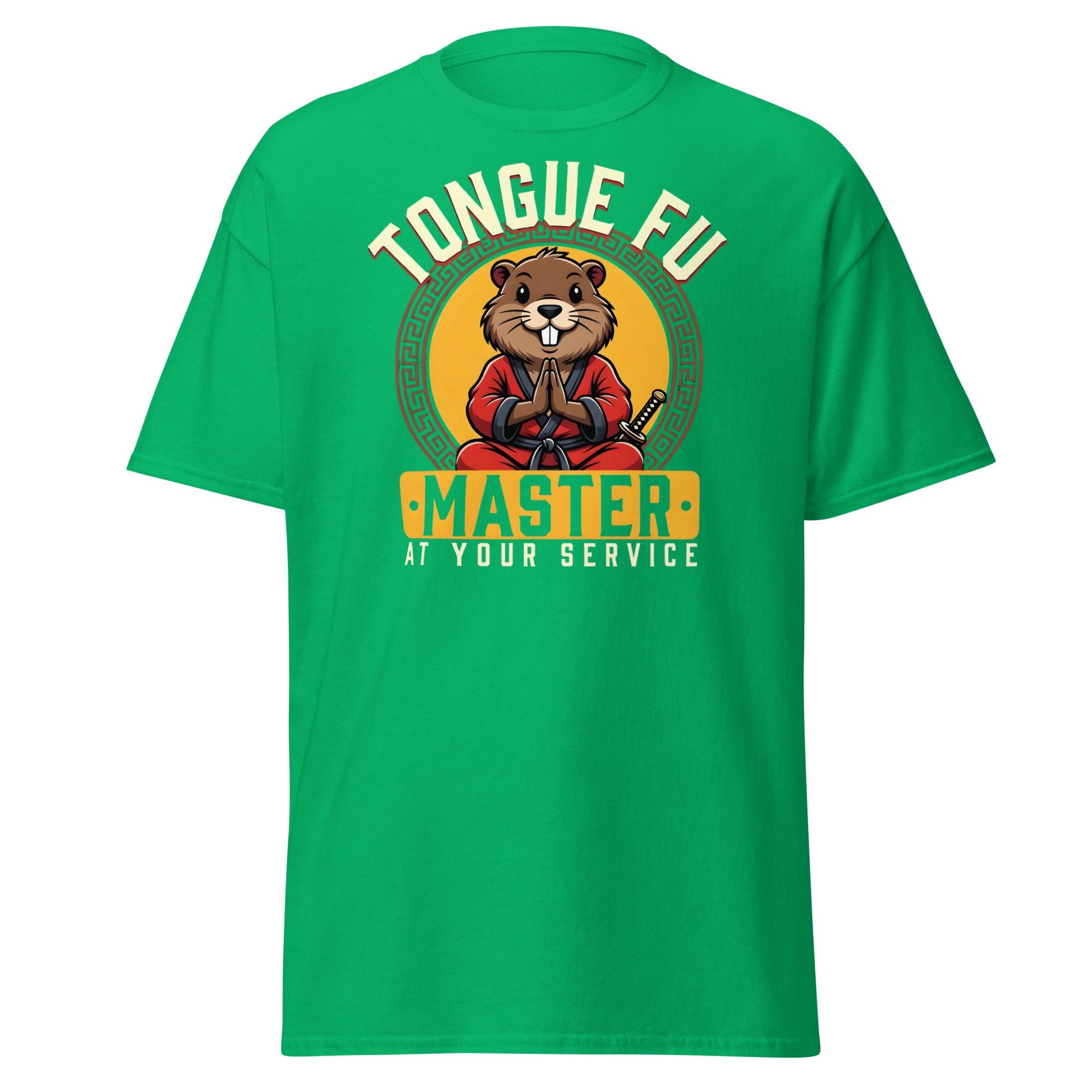 Tongue Fu Master T-Shirt | Funny Beaver Martial Arts Tee - Irish Green - T-Shirts Online